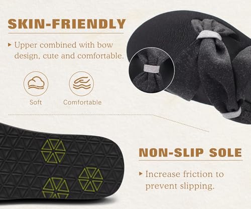Image of KuaiLu Womens Dressy Bow Sandals Arch Support Yoga Foam Cushion Comfortable Walking Slides Open Toe Summer Beach Indoor Outdoor Slippers