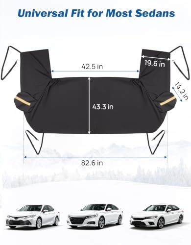 Image of JOYTUTUS Windshield Snow Cover for Sedans, 900D Heavy Duty Ice Snow Shield