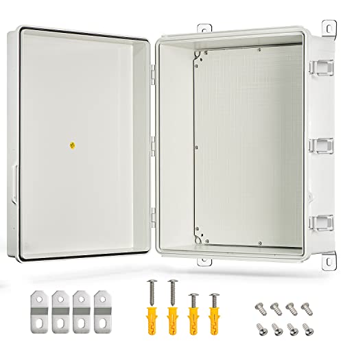 Qilipsu Pc/Abs Alloy Plastic Waterproof Outdoor Junction Box, 20.3"X16.4"X7.9" Ip66 Electrical Enclosure With Mounting Plate, Wall Brackets, Grey Hinged Door Weatherproof For Projects #TOP12