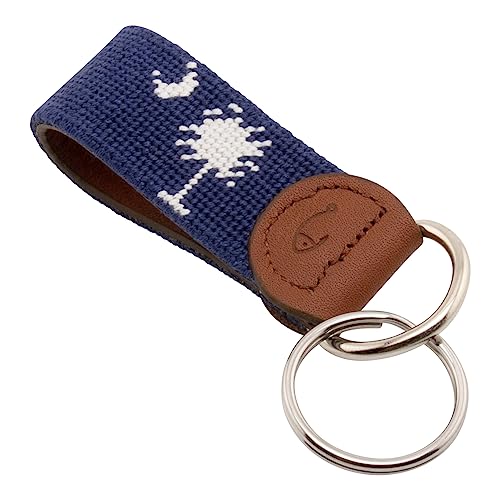 Image of Leather Hand-Stitched Needlepoint Key Fob or Key Chain