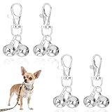 JJUNW 4 Pcs Mini Dog Collar Bells, Cat Bell, Silver Pet Pendant Accessories for Training, Loud Charms for Dogs and Cats