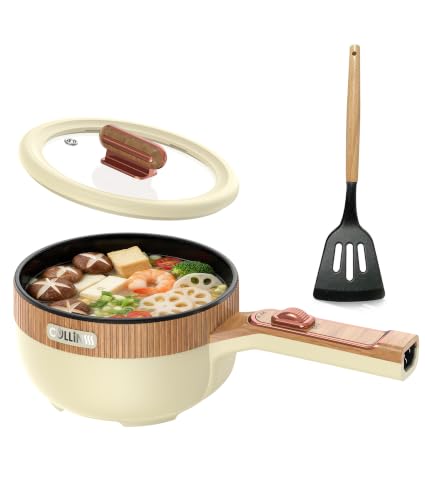 Image of Cullinsss Electric Hot Pot 1.5L Mini Portable Electric Pot Dual Power | Electric Cooking Pot with Saute Frying Functions for Ramen Pasta Steak Eggs Soup for Dorms Small Kitchen Camping RV Travel