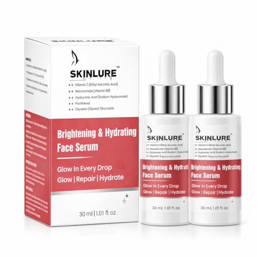 SKINLURE Brightening and Hydrating Face Serum with Vitamin C Niacinamide Hyaluronic Acid Glow Repair Formula 30 ml (Pack of 2)