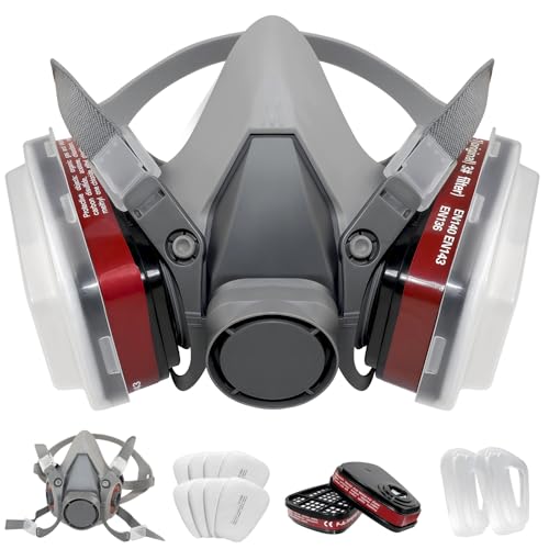Full Face Respirator Mask - Gas Mask with Filter Cartridges for P...