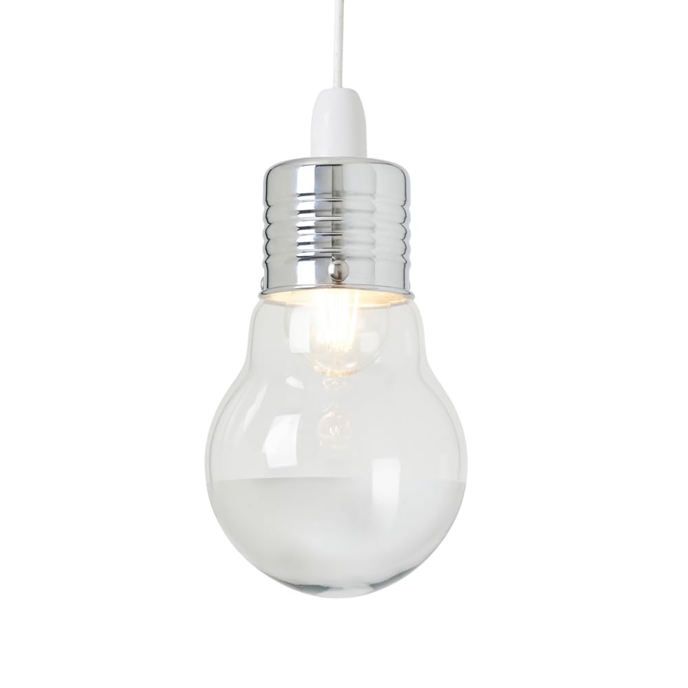 Litecraft Chrome & Clear Light Shade Quirky Bulb Easy Fit Ceiling Lampshade - Chrome