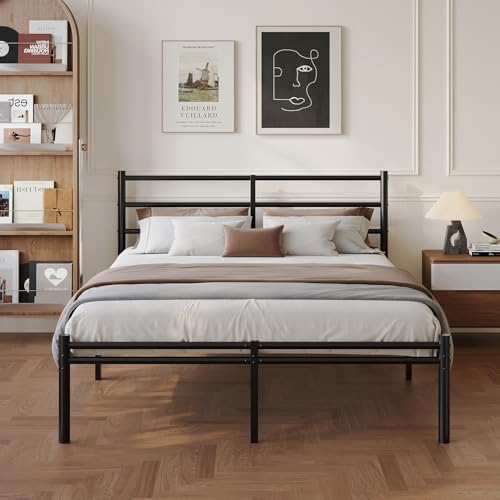 Yicensen Cama Doble 160 x 190 cm con Cabecero y Piecero de Metal