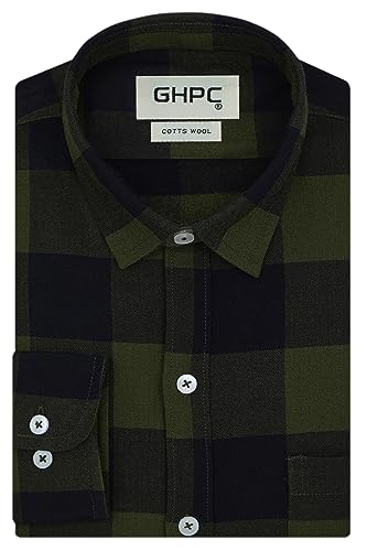 Image of GHPC Cottswool Winter Wear Woolen Big /Buffalo Checks Full Sleeves Regular Fit Formal Shirt for Men