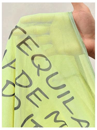 Image of RoseSeek Women's Sheer Mesh Letter Graphic Tees Short Sleeve Crew Neck Y2K Vintage Summer Going Out Crop Tops