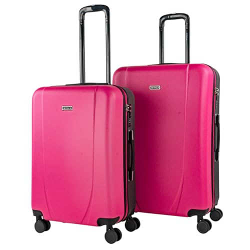 ITACA - Maletas de Viaje ITACA Juego Maletas 4 Ruedas - Juego de Maletas de Viaje - Juego Maletas de Viaje Ligeras Candado de combinacion, Fucsia/Antracita, M + L