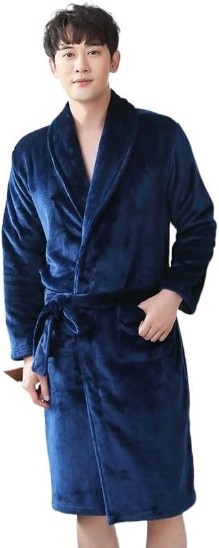 bathrobe Men Stripe Flannel Bathrobe Sleepwear Robe Thick Coral pijama hombre Bath Pajamas unisex-adult
