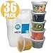 Fit Meal Prep 36 Pack 16 oz Deli Containers with Lids, US Made Airtight Leakproof Plastic Soup Container, Round Clear Pint Food Storage Containers for Takeout Restaurant, Microwave Freezer Safe