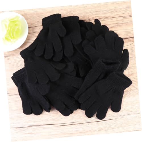 VANZACK 12Pair Stretch Knitted Gloves for Winter Warm Full Finger Mittens for Boys and Soft and Comfortable Hand Accessories Black4