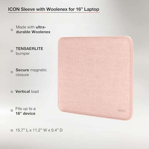 Incase ICON Sleeve with Woolenex - MacBook Pro 16 inch Case - 2019 - Fitted MacBook Case, Laptop Sleeve, Hard Cover, Durable, Lightweight - Blush Pink by Incase - Image 3
