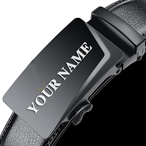 Personalized Mens Leather Belt, Custom Name Buckles for Men Adjustable Belts Custom Jeans Belt for Dad Husband Boyfriend