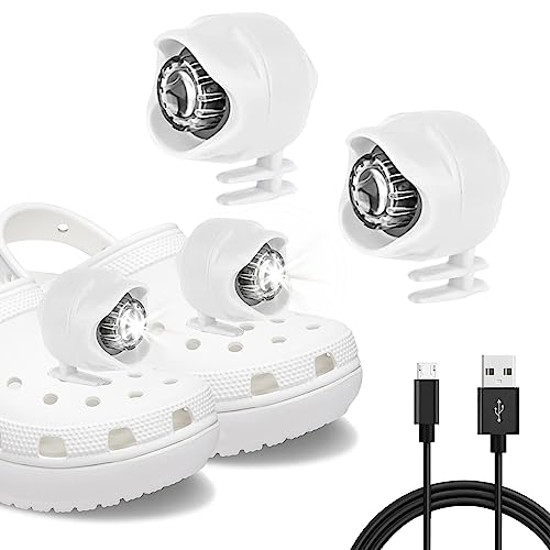 ePicsoa 2 luces para zapatos, faros recargables para zapatos de cocodrilo y zuecos, luces de zapatos para pasear al perro, IPX5 impermeable con 3 modos de luz, regalos de vacaciones y cumpleaños para