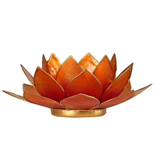 Capiz Chakra Lotuslicht rosa-orange Goldrand - 13.5 cm Cover