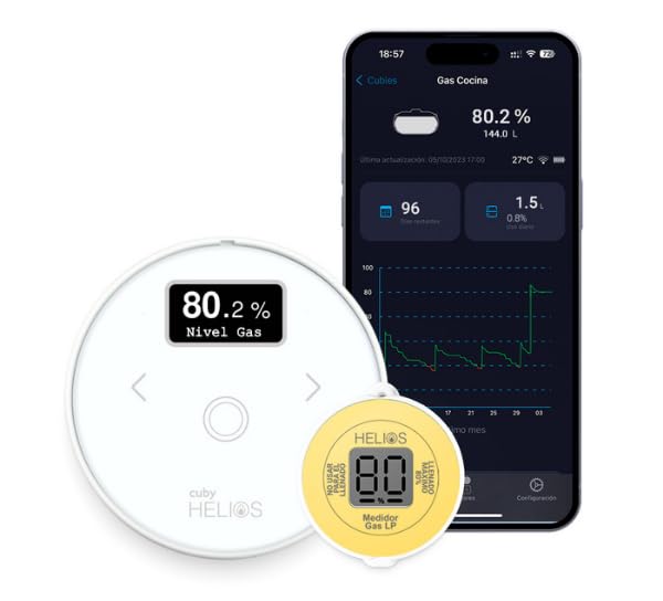 Cuby Smart Helios - Medidor Inteligente de Nivel de Gas LP para Tanque estacionario con Alarma de Gas