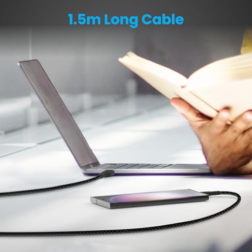 Image of ProDot Type A To C 65W Unbreakable Fast Charging Cable 3A, Premium Nylon Data Cable, 1.5 Meter, 480 Mbps Data Transfer, Quick & Rapid Charge Compatible With USB-C Devices (Black)
