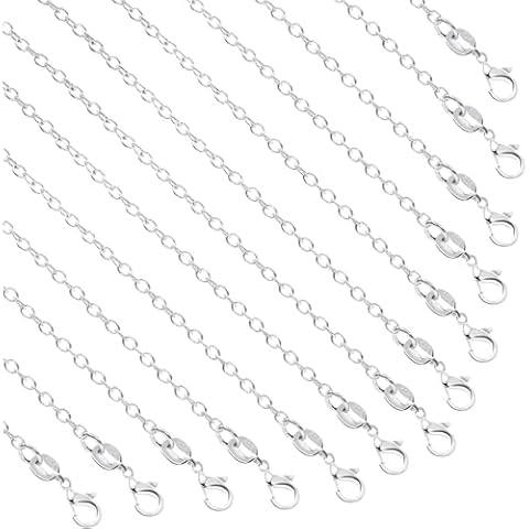 SANNIX 50 Pack Necklace Chains Bulk Silver Plated Necklace Chain Silver Chain Necklaces for DIY Jewelry Making Supplies, 1.2mm 18 Inches Cover