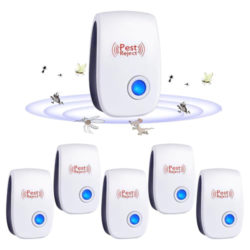 Aoreun Repellente Ultrasonico Antiroditori insetti, 6 Pezzi Ultrasuoni Anti Zanzara Ultrasuoni Mouse, Repellente Ultrasuoni per Topi, Zanzare, Scarafaggi, Formiche, Ragni, Roditori