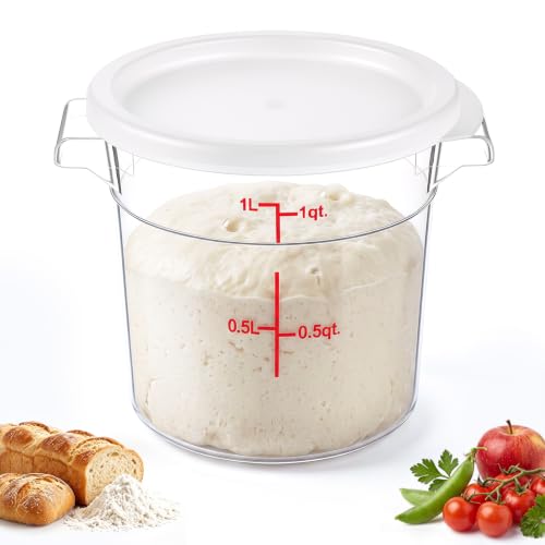 Image of Ziliny 1 Pcs 1 Qt Dough Proofing Container with Lid and Red Scale, White