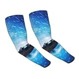 DUWAA Cool Star River - Mangas de compresión para hombre y mujer, con estampado de río, protección UV