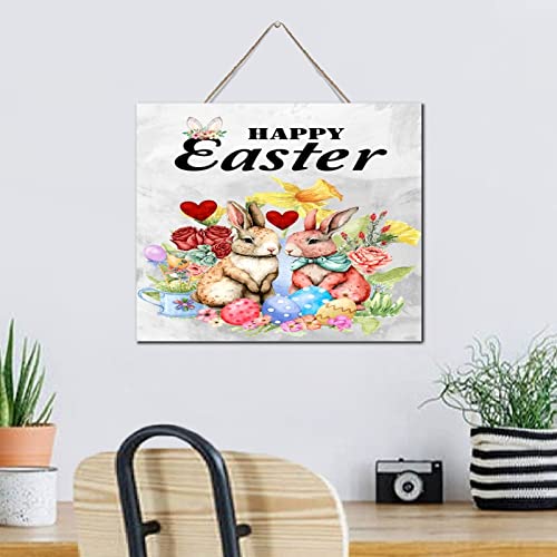 Panneau décoratif en bois de qualité supérieure motif lapin de Pâques rustique - 4