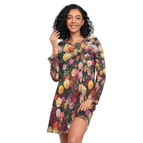long sleeve muumuu dresses ALAZA Rose Flowers Moo Moos for Women Moomoo Nightgown House Mumu Sleep Shirt at Amazon Women's Clothing store Options:Mother + Girl From playful mini and pf-type:Shoes How to Style One