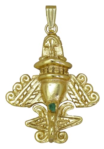 Image of Across The Puddle Colombian Emerald & Multi-Material Options | Quimbaya Flyer Pendant Necklace | Ancient Alien Golden Jets Collection
