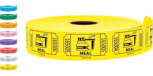 Image of Tacticai 1000 Food & Meal Raffle Tickets, Single Roll, Yellow