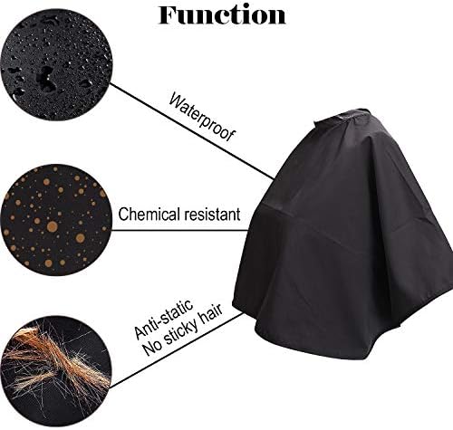 Noverlife Black Makeup Cape, Chemical & Water Proof Beauty Salon Shorty Smock for Clients, Lightweight Comb-out Beard Apron Shortie Makeup Bib Styling Shampoo Cape for Makeup Artist Beautician
