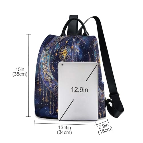 Image of ALAZA Astrology Mystical Bohemian Moon Stars Boho Trips Hiking Camping Rucksack Pack for Women