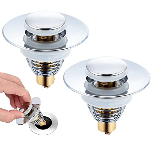 Xhuidz Unversel Bonde De Lavabo,2 Pièces Bouchon De Baignoire pour Lavabo Et Bidet,Bouchon de lavabo Pop Up avec Filtre Anti Clogging,bonde Baignoire,Acier Inoxydable et Cuivre Pur,32~42 mm Cover