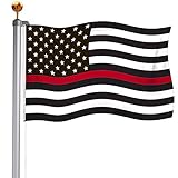 TOPFLAGS Thin Red Line Firefighters Flag 3X5 Outdoor- American Redline Fire Red Line Flags- Red...