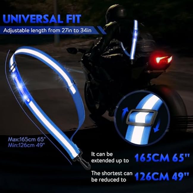 Simket Reflective Walking Gear, Rechargeable Led Reflective Sash, Adjustable Night Walking Safety Gear, High Visibility Safety Lights for Walking at Night for Men Women Jogging Running Biking