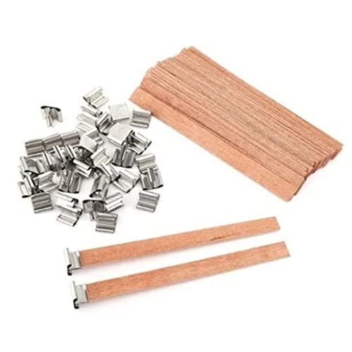 50 mechas de madera para velas con base de acero inoxidable