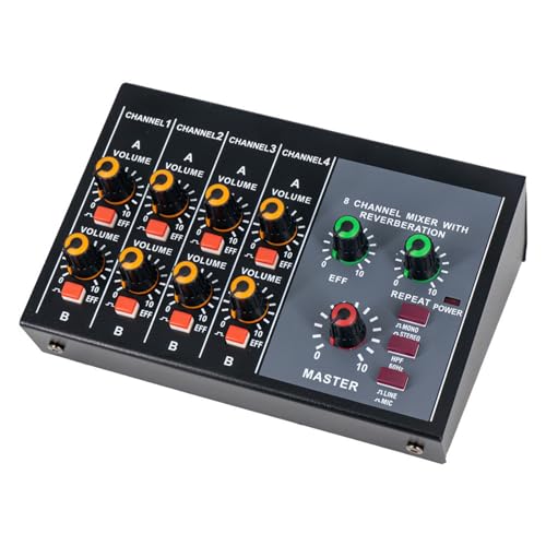 8 Channel 6.35mm TRS or 3.5mm Audio Mixer Headphone Amplifier Switcher Splitter 8 In 2 Out 6 In 2 Out Mixer Controller with Channel Switching,8 port cell phone external audio headphone amplifier