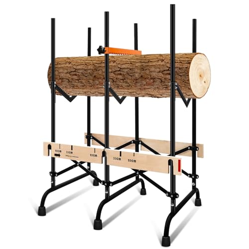 Vkechh Chevalet de sciage pliable pour tronçonneuse - Chevalet de scie à bois en métal - Jusqu'à 150 kg - Tréteau de travail 116 x 81 x 65 cm - Support pour tronçonneuse