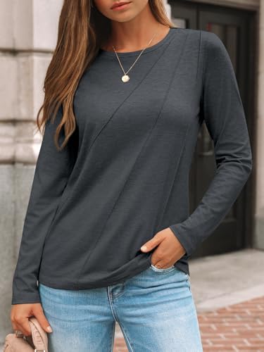 Image of AUTOMET Women's Long Sleeve Tops Loose Fit Shirts Casual Crewneck Tunics