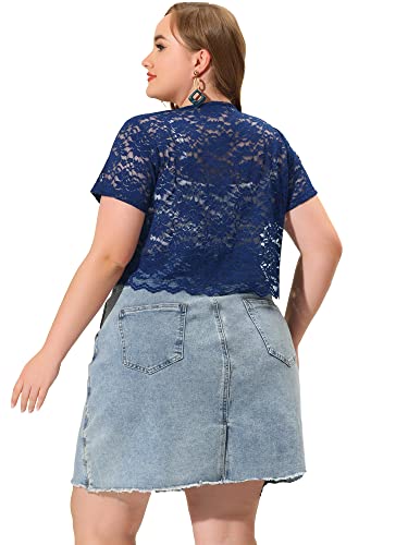 Image of Agnes Orinda Plus Size Bolero Shrugs for Women Lightweight Open Front Short Sleeve Cropped Lace Cardigan
