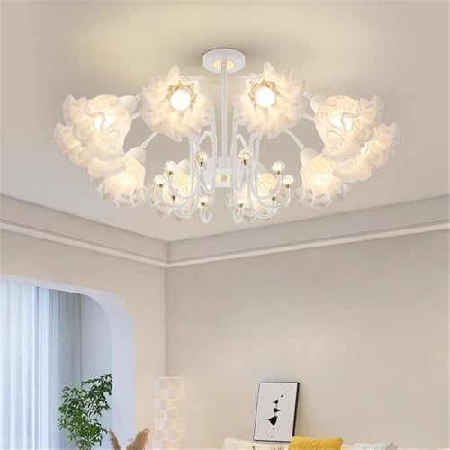Lustre à fleurs LED contemporain blanc pour chambre et salle à manger