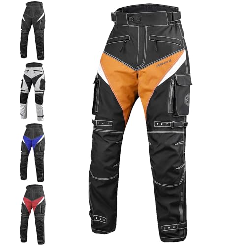Motorcycle Pant for Men & Women Impact Armored All Season Enduro Dual Sports ATV Motocross Cargo Touring Protective Pants (US, Alpha, XX-Large, Regular, Regular, Orange)