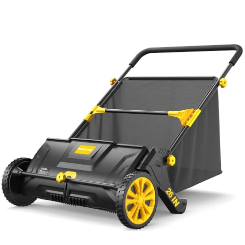 PHLEX PRO Push Lawn Sweeper, 26" Width with Large 4.2 cu.ft. Hopper Bag