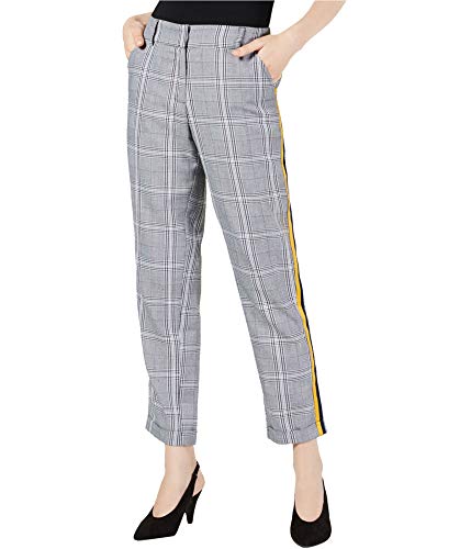 Project 28 Womens Mensware Plaid Casual Trousers, Black, Small