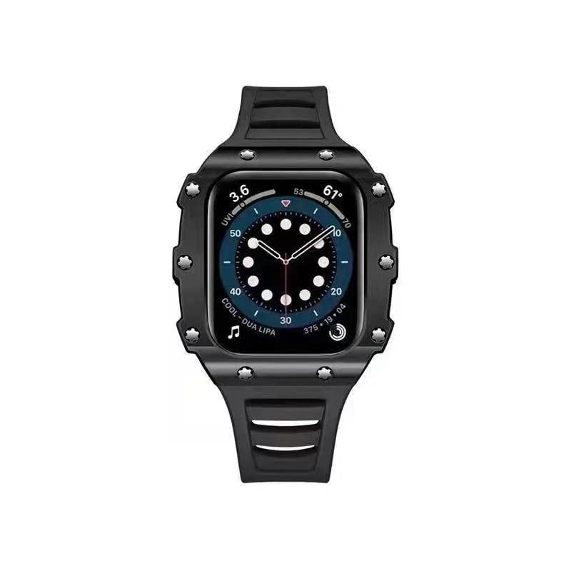 Bracelet en silicone pour Apple Watch 44mm et iWatch 45mm style carbone