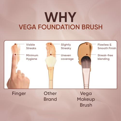 Image of Vega Foundation Brush for Smooth Blending Makeup, Foundation Blender Makeup Brush, Full Coverage Seamless Looking Finish & Even Coverage Make up Brush, (MBN-01)