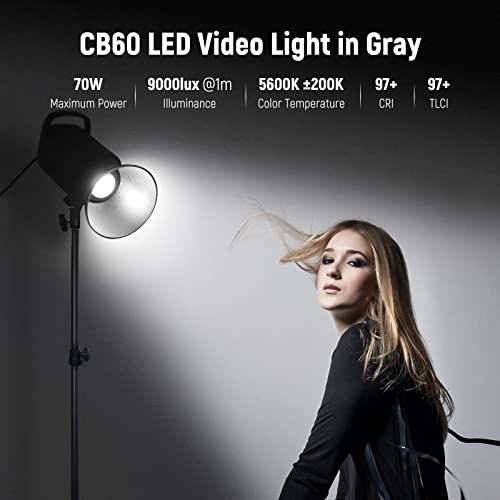 Neewer Upgraded Cb60 70W Led Video Light, Continuous Lighting With 5600K Daylight/Cri 97+/Tlci 97+/9000Lux@1M/Bowens Mount&2.4G Wireless Remote For Studio/Outdoor Photography/Youtube Videos (Gray) #TOP1