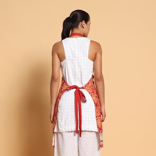 Image of ishro home Premium Apron for Kitchen Cotton | Luxury Kitchen Apron with Large Front Pocket | Adjustable Fit | Stain-Resistant, Machine Washable |