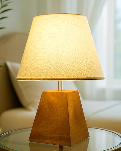 Homesake® Wood Table Lamp, Modern Base Fabric Lampshade for Home ...