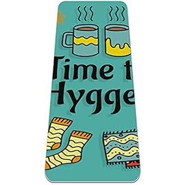 Siebzeh Hygge Time to Happy Premium Thick Yoga Mat Eco Friendly Rubber Health&Fitness Non Slip Mat for All Types of Exercise Yoga and Pilates (72″ x 24″ x 6mm)